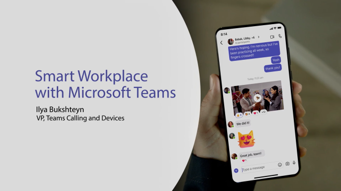 Title slide for the Smart Workplace with Microsoft Teams webinar.